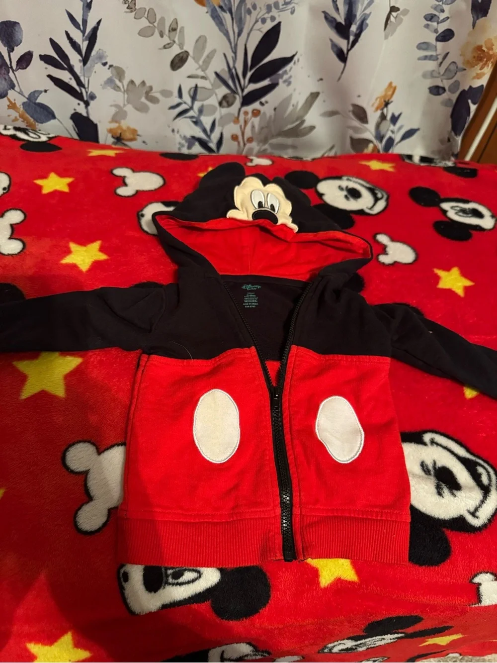 Kids Red & Black Mickey Hoodie Jacket Size 3 6 Months Disney Baby C5